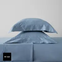 在飛比找momo購物網優惠-【HOLA】托斯卡素色純棉床包單人迷霧藍