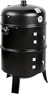 Grillz 3-in-1 Charcoal BBQ Smoker - Black
