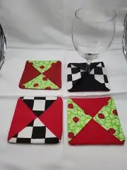 Wine Glass/Stemware Coasters Set of 4, Handmade, Quilt Like, Cottagecore