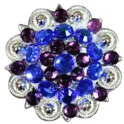 65HS Set Of 32 Western Screw Back Concho Blue Purple Crystal 1-1/49In. Saddle