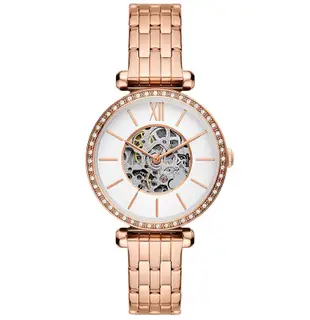 【美麗小舖】FOSSIL 36mm BQ3867 玫瑰金色鋼錶帶 鏤空機械錶 手錶 腕錶 附原廠鐵盒 全新正品現貨在台