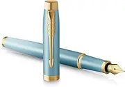 [PARKER] IM Writing Rituals Fountain Pen, Turquoise Green Finish with Gradient, Gold Trims, Fine Nib, Blue Ink, Gift Box