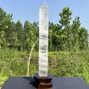 4.5kg Natural Clear quartz Obelisk Reiki Quartz Crystal Wand Point Tower + Stand