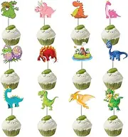 SAMOKA Dinosaur Cupcake Toppers,48 PCS Dinosaur Birthday Party Supplies Cupcake Toppers Picks for Boys Kids Dino Theme Party Decorations Cake Decorations(double-sided)
