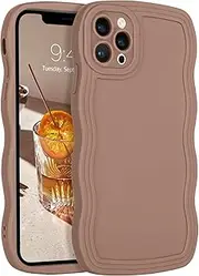 YINLAI for iPhone 11 Pro Max Case Cute Curly Wave Frame Shape Soft TPU Silicone Cover for Women Men Camera Protection Shockproof Phone Case for iPhone 11 Pro Max 6.5" Brown