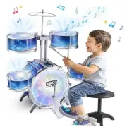 Upgraded Kids Drum Set for Toddlers 1-3, 5 Jazz Drum Kit with Lights and