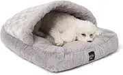 Nicole Miller New York PET Kendall Fluted Geo Cozy Slipper Cave Pet Bed, Cozy & Calming, Non-Slip Bottom, Machine Washable, Grey, Small 22"x17"x11"