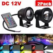 2pcs RGB LED Flood Light Garden Spotlight 10W Underwater Lamp DC12V with Remote