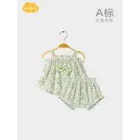 在飛比找ETMall東森購物網優惠-Aengbay女寶寶背心吊帶套裝純棉夏季外出洋氣短褲新生嬰兒