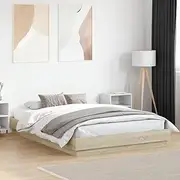 vidaXL Sonoma Oak Bed Frame 150x200 cm - Engineered Wood with Plywood Slats, Modern Bedroom Furniture, Sturdy Design