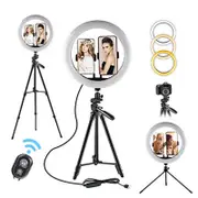 11" Selfie Ring Light with 39" Extendable Tripod Stand Phone Holder for Live Stream
