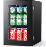 24 Cans Beverage Refrigerator Cooler, Mini Fridge Countertop Drink Cooler for