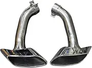 1 Pair Stainless Steel Car Exhaust Compatible For BMW X6 E71 Exhaust Tip 30D 35D 40D 2008-2013 With Cover Muffler Tip(GRAY)
