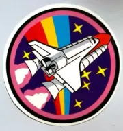 Spaceship Rocket, Rainbow, Stars Sticker Decal New Colorful Blast-Off OuterSpace