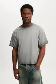 [Cotton On Men] Cotton On Men - Cropped Fit Y2k T-Shirt - Slate stone panel XS SLATE STONE PANEL