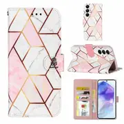 For Samsung Galaxy A25 Case SupRShield Marble Painting Pattern Flip Wallet Leather Card Slots Shockproof Cover (Rose Gold)