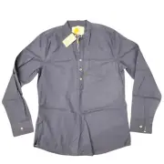 Boden Big Kids Linen Cotton Henley Long Sleeve Top Navy Blue Size 13/14 Year NWT