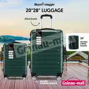 Luggage Suitcase Trolley Set 2PCS Travel Storage Organiser Hard Shell Case Green