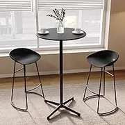 Round Side Table, Modern Kitchen Table with Metal Base for Dining Room Living Room Cocktail Bistro Accent Table Small Tea Table Negotiation End Table