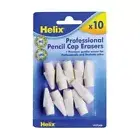 Helix Professional Pencil Cap Eraser White 10/Pk PVC Latex Free School Office