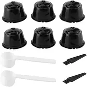 Jaxenor 2Sets Reusable Coffee Capsule Pods Refillable Filter Cup with Cleaning Brush and Measuring Spoon Fit for Nestle Dolce Gusto Machines - Enjoy Fresh Coffee Anytime Black