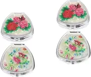 Ipetboom 2sets 2pcs Metal Medicine Storage Case with Compartments Portable Random Pattern for Organizing Pills Jewelry The Go 2pcs*2