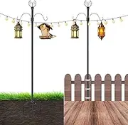 2 Pack String Light Poles,Outdoor Light Poles, 3m Outdoor Light Pole with Hook, Weatherproof for Patio, BBQ Garden Backyard Deck Fence Lawn Party Wedding and Christmas。
