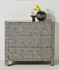 Classic Black Bone Inlay Chest of Drawers – Chic Handcrafted 3-Drawer Storage