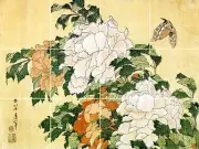 Tile Mural Peonies Butterfly Japanese Kitchen Shower Backsplash Marble Ceramic