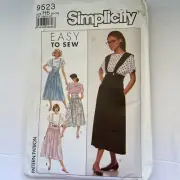 Simplicity Pattern Size 6-14 Easy to Sew Misses Suspender Skirt & Top Uncut 9523