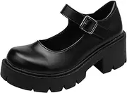[ACE SHOCK] Women's Platform Mary Janes Chunky Heel Ankle Strap Uniform Dress Shoes Heeled Gothic Lolita Oxfords
