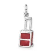 Sterling Silver Polished Red Enameled Luggage Charm