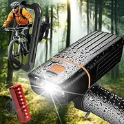 USB Rechargeable Bike Light Front+Cell Phone Holder, Super Bright 3 Led 3000 Lumens, Runtime 10hrs Waterproof Bicycle Headlight and Taillight, Includes Bike Tail Light, Cycling Safety Flashlight