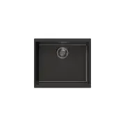 Enigma N100S Granite Kitchen Sink - 530 x 460mm Single Bowl - Deep Black - Top/Under Mount