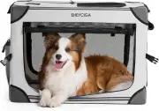 Collapsible Dog Crate for Large Dogs, Portable Soft Dog Travel Crate with Mesh W