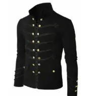 Men's Black Gothic Hussars Wool Wedding Kilt Jacket Made with Special Fabric