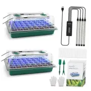Seed Starter Tray with Grow Light,2 Pack 80 Cells Seedling Tray Kit with