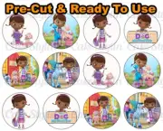 12 x Doc McStuffins Edible Wafer Paper Cupcake Toppers Birthday Cake PRE-CUT