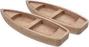 JECOMPRIS 2pcs Wooden Canoe Model Decorative Miniature Boat Rustic Toy Sailboat Mini Table Ornament Home Decor