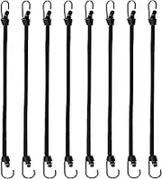 Kyuionty 8 Pack Mini Bungee Cords with Hooks, 10 Inch Elastic Bungee Straps for Securing Tarps, Cargo, Canvases (Black with Black Hook)
