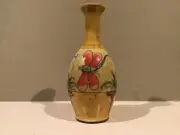 Studio Art Pottery Dragonfly Speckled Yellow Vase Signed Keil