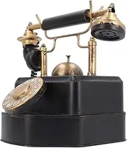 Retro Vintage Iron Phone Model Antique Corded Rotating Dial Telephone for Home Cafe Bar Decor