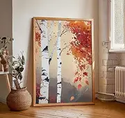 Birch Tree Painting Nature Inspired Wall Art Print Japandi Style White Birch Tree Art Dopamine Decor Bedroom Living Dining Room