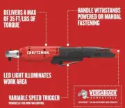 Craftsman V20 20-volt Max Variable Speed 3/8-in Drive Cordless Ratchet Wrench