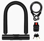 Anstore Bike U Lock, Heavy Duty Bike U Lock with High Security Steel Cable & Sturdy Mount Holder & Keys Anti Theft Secure Locks for Road Bike, Electric Bike, Mountain Bike, Folding Bike
