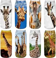 [Angelteers] Giraffe Socks Funny 3D Animals Patterned Ankle Socks for Boys Girls