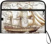 YMXFXP Ship World Map Expandable Filing Folder, 13-Pocket Funny Cute Design with Sticky Labels, A4 Letter Size Document Organizer for Office, School, Boys, Girls