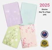 2025 Diary A4 Day to Page Floral Cover Softcover Round Foil Edge Planner Gifts