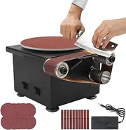 Mini Belt Disc Sander, Mini Belt Bench Grinder, Mini Belt Sander with 6-Inch Sanding Disc, 7 Adjustable Speed, for Woodworking Metal Stone Grinding, Small Spindle Sander Tool(Model a)