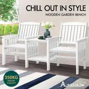 ALFORDSON Wooden Garden Bench Loveseat Outdoor Chairs Table Set Patio White
